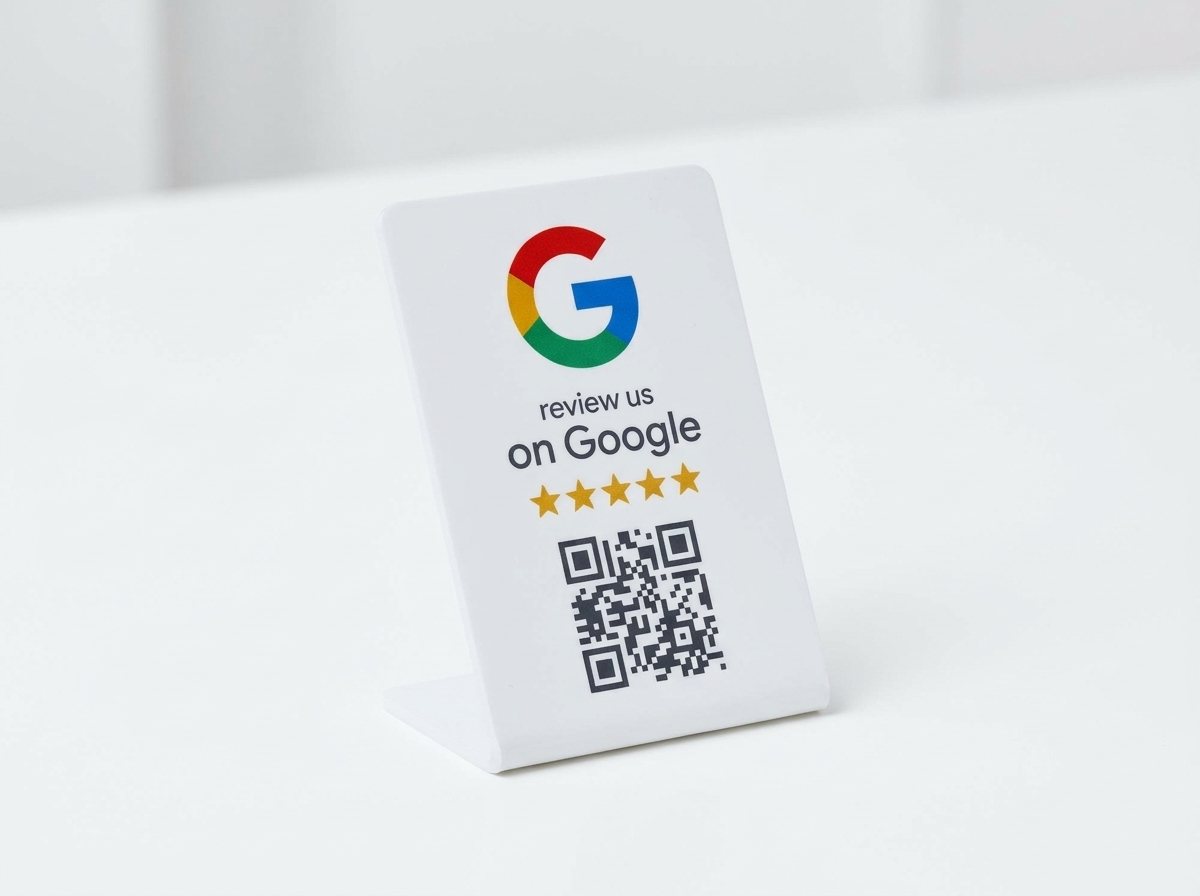 TapShala Matte White NFC and QR Google Review Stand